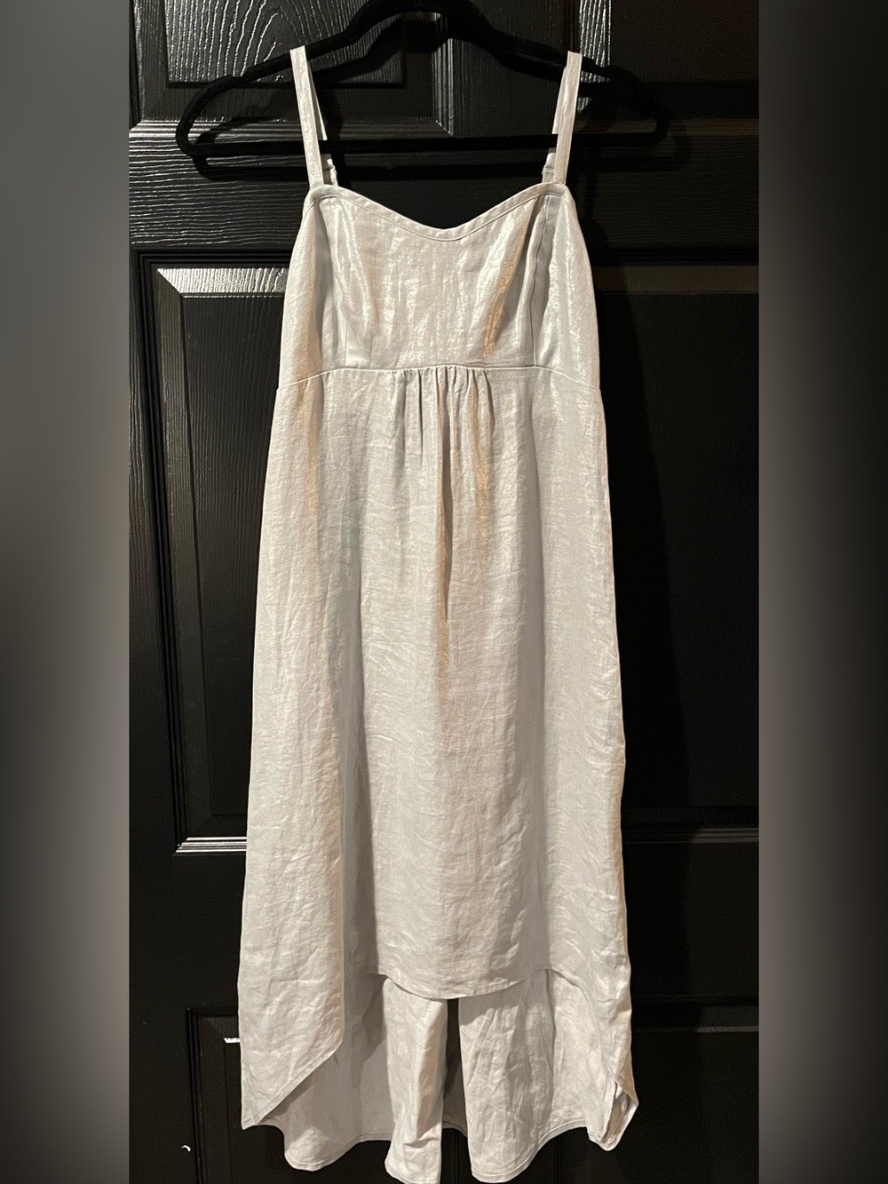 Tommy Bahama Metallic Silver 100% Linen High-Low Blend Dress